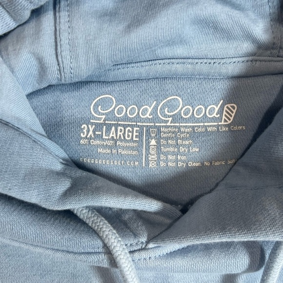 GoodGood Gold 3XL Embroidered Soft Cotton Men's Light Blue Hoodie - Picture 2 of 6